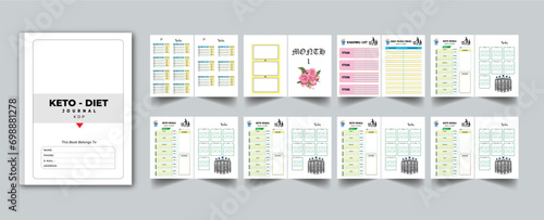 Keto Diet Planner with cover page layout design template