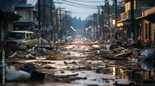 豪雨の被害を受けた街 photo
