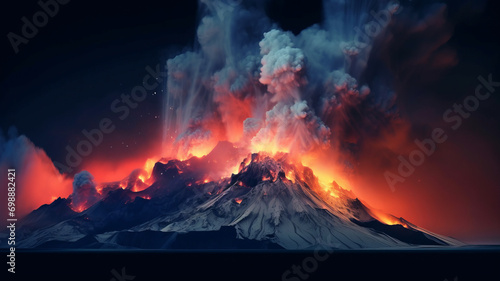 A volcano at the South Pole,generative ai © Suralai