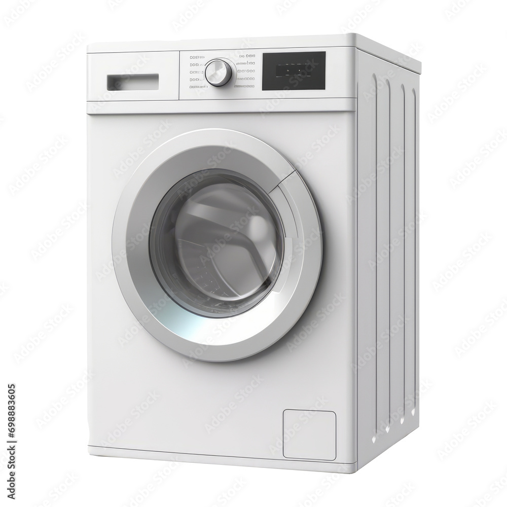White washing machine on a transparent background,generative ai.