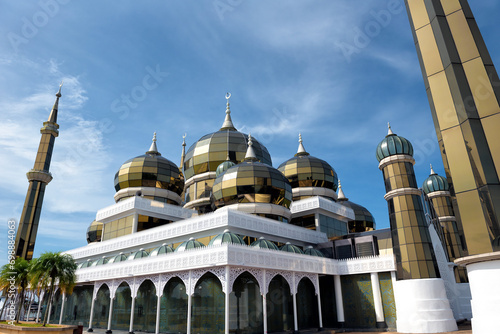 Crystal Mosque, Terengganu, Malaysia - A grand structure made of steel, glass and crystal. The mosque is located at Islamic Heritage Park on the island of Wan Man.