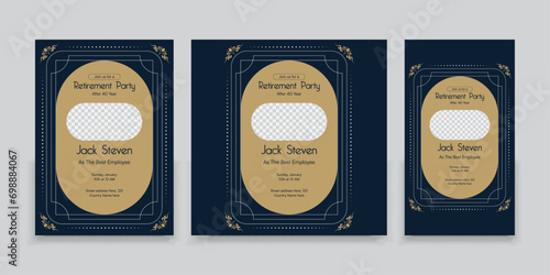 A set of Retirement party invitations, Vector illustration. 