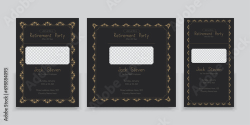 A set of Retirement party invitations, Vector illustration. 