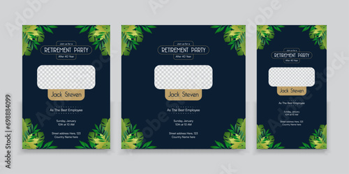 A set of Retirement party invitations, Vector illustration. 