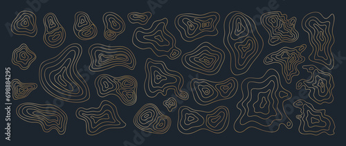 Topographic map pattern set vector. Luxury abstract mountain terrain map background with abstract shape line texture. Design illustration for wall art, fabric, packaging, web, banner, wallpaper.