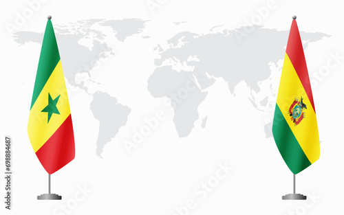 Senegal and Bolivia flags for official meeting