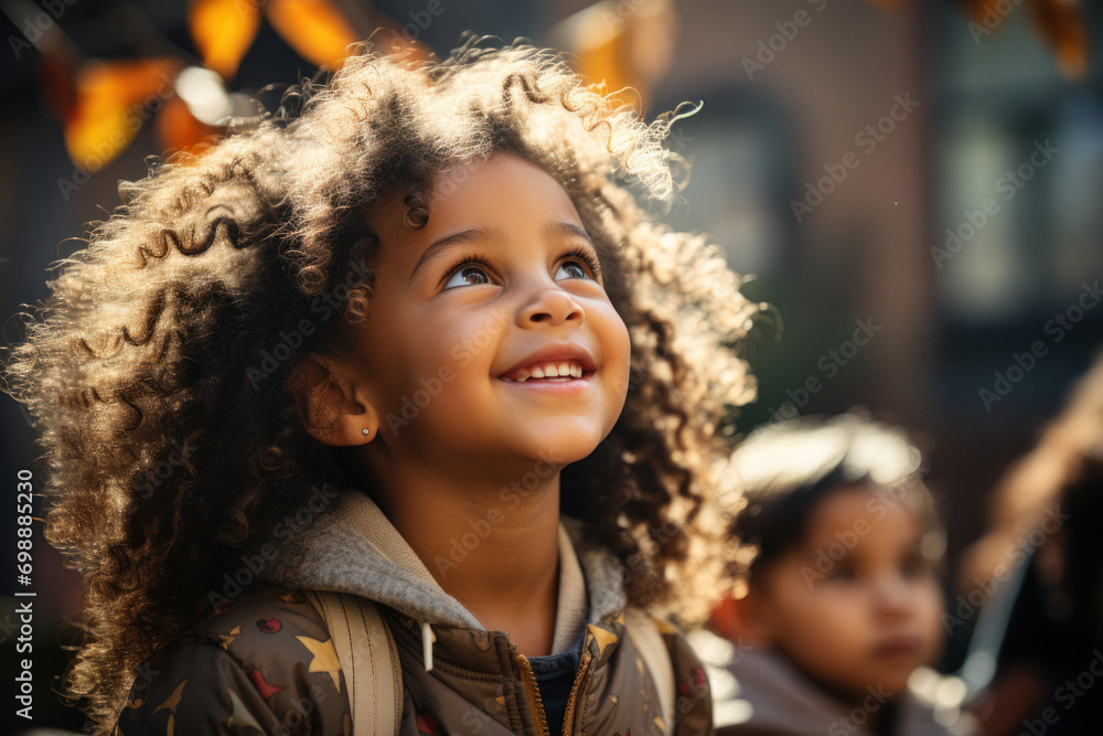 Happy little girls have fun laughing and playing on the playground in the kindergarten Happy little girls have fun laughing and playing on the playground in the kindergarten