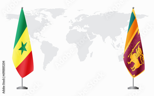 Senegal and Sri Lanka flags for official meeting