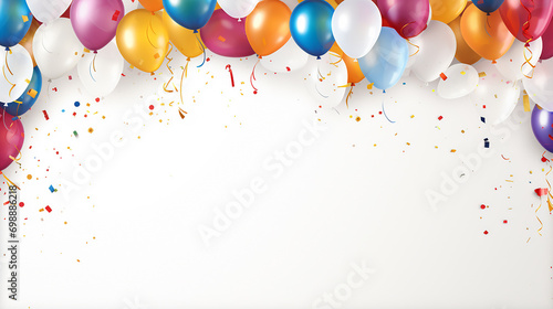festival carnival or birthday party frame with balloons on white background