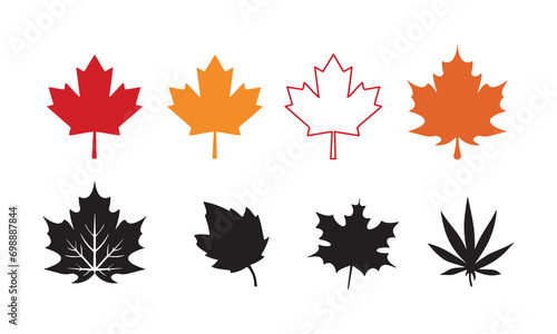 Maple leaf icon collection isolated on white background. vector illustration