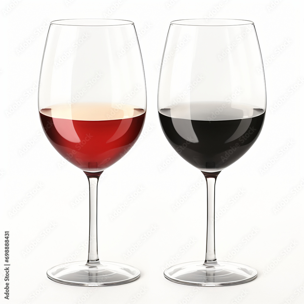3d render glasses with white and red wine isolated generative ai 3d render glasses with white and red wine isolated generative ai