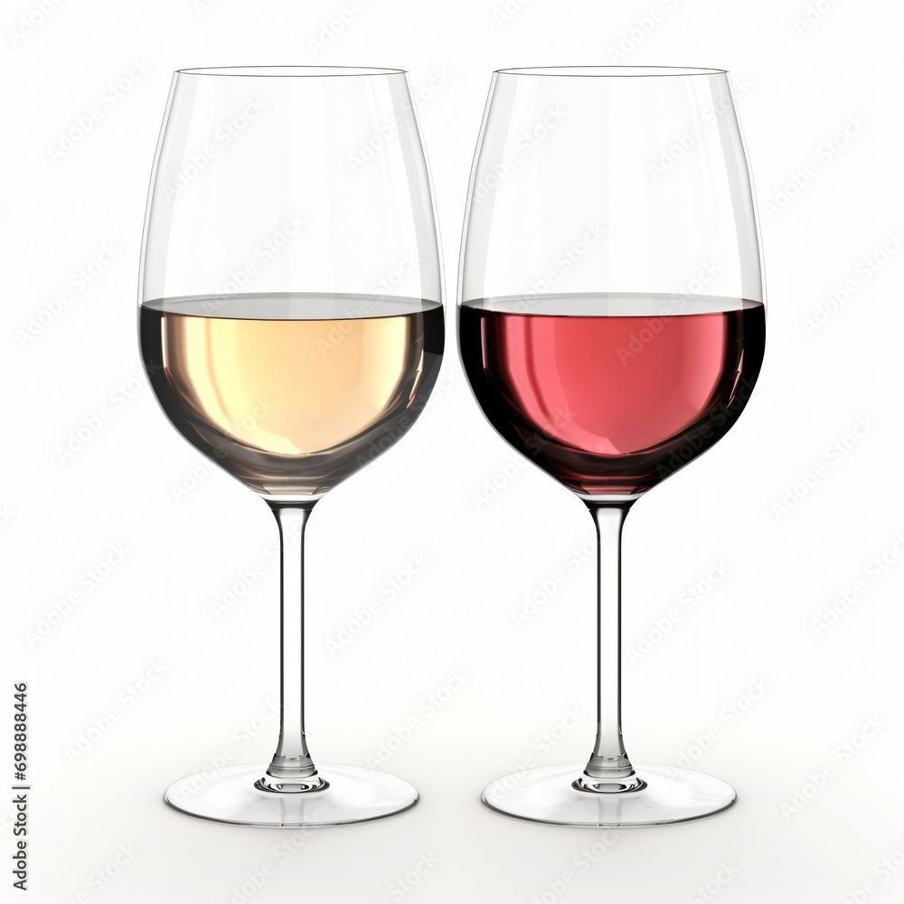 3d render glasses with white and red wine isolated generative ai 3d render glasses with white and red wine isolated generative ai