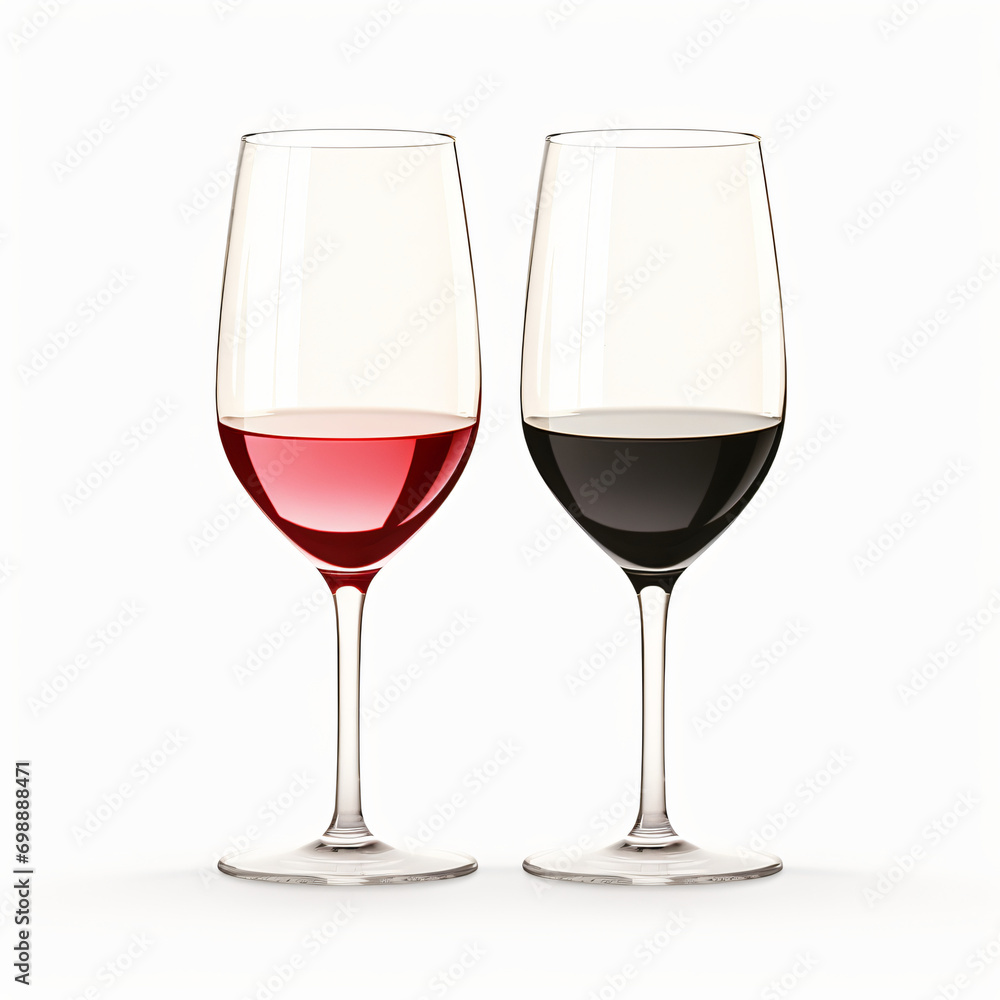3d render glasses with white and red wine isolated generative ai