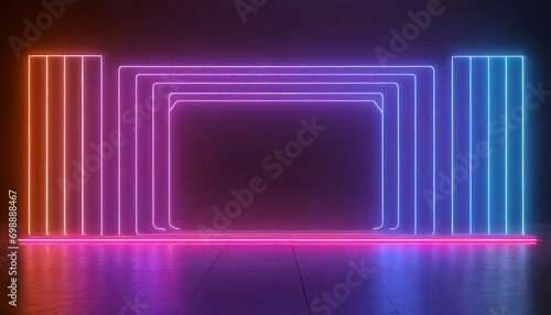 Vivid Chroma: Neon Showcase Featuring Blue, Violet, and Red Colors