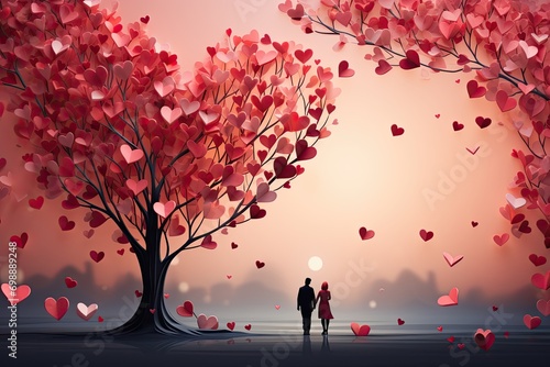 valentine day heart background, heart shaped tree in pink