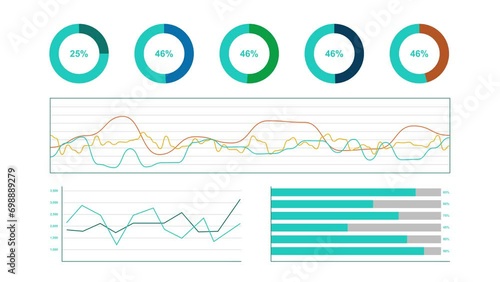 Various graph motions on a white background. Analysis and prediction of various data.
