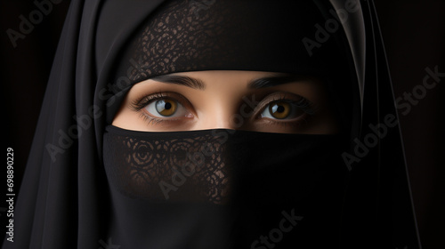 Muslim Women Wearing Niqab, Burqa, Arabian, Headscarf, Eyes, Generative Ai