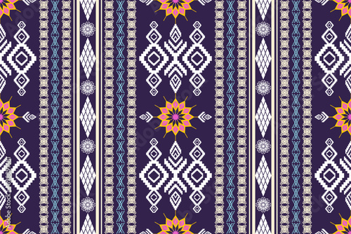 Ethnic Figure aztec embroidery style. Geometric ikat oriental traditional art pattern.Design for ethnic background,wallpaper,fashion,clothing,wrapping,fabric,element,sarong,graphic,vector illustration photo
