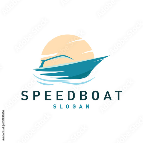 Speed boat logo vector sea ship sailboat design for ship company templet illustration