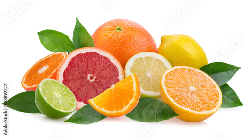 Citrus fruit including lemons  limes  grapefruits and oranges.