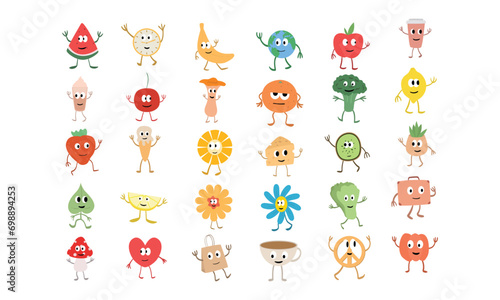 fruit cartoon characters vector collection © nikagraphic