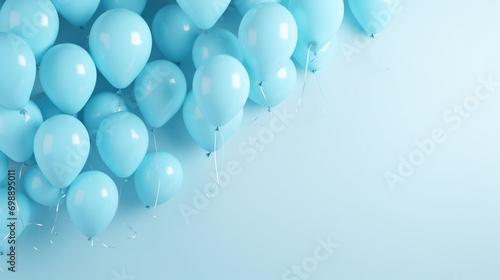 A birthday concept light blue balloons