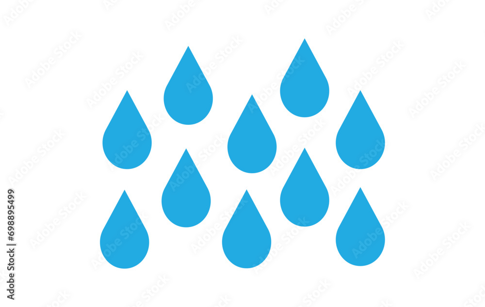 Water drop and splash icon.Vector blue water drop icon set. Flat droplet logo shapes collection.abstract set of blue water drop icons on white background Water drop and splash icon.Vector blue water drop icon set. Flat droplet logo shapes collection.abstract set of blue water drop icons on white background