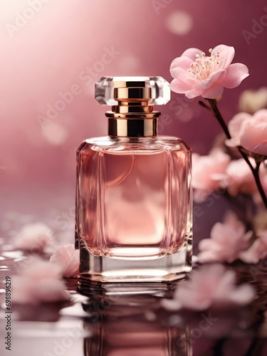 bottle of perfume and flower