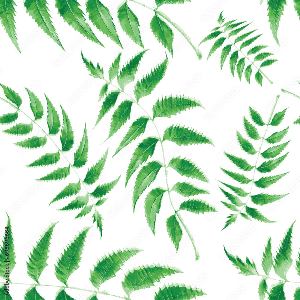 seamless pattern with green leaves, a seamless pattern with green Neem leaves vector design with water color, repeated pattern, fabric print, textile design 