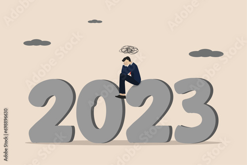 Business failure in 2023, bankruptcy this year, business failure concept, business people frustrated and reflecting on 2023.