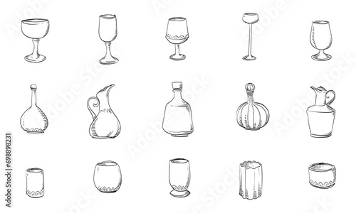 drinking glass handdrawn collection