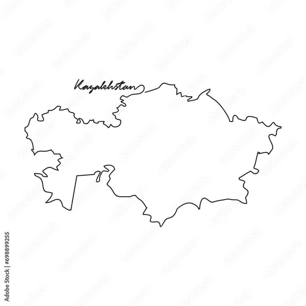 One continuous line drawing of country Map for Kazakhstan vector illustration. Country map illustration simple linear style vector concept. Country territorial area and suitable for your asset design.
