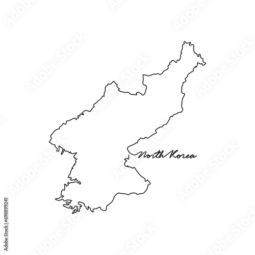 One continuous line drawing of country Map for North Korea vector illustration. Country map illustration simple linear style vector concept. Country territorial area and suitable for your asset design