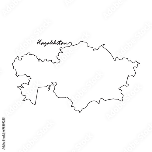 One continuous line drawing of country Map for Kazakhstan vector illustration. Country map illustration simple linear style vector concept. Country territorial area and suitable for your asset design.