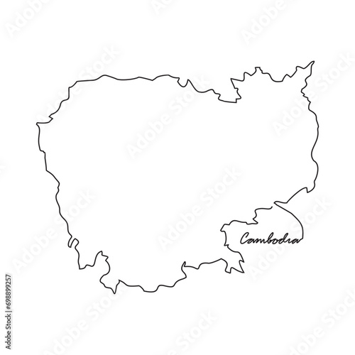 One continuous line drawing of country Map for Cambodia vector illustration. Country map illustration simple linear style vector concept. Country territorial area and suitable for your asset design.