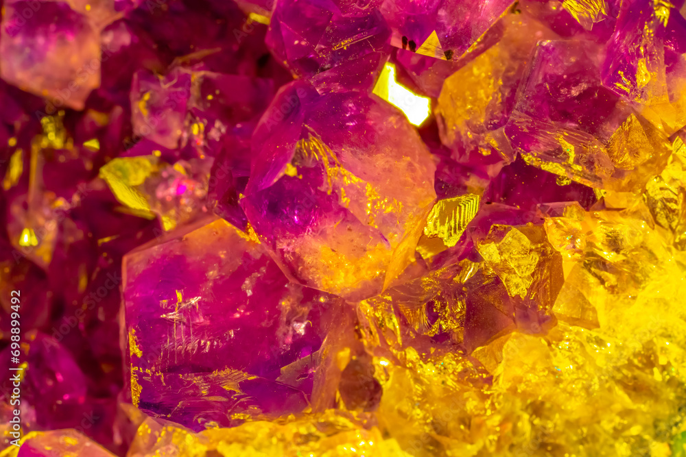 Multi-colored crystal mineral stone. Gems. Mineral crystals in the natural environment. Texture of precious and semiprecious stones. shiny surface of precious stone Multi-colored crystal mineral stone. Gems. Mineral crystals in the natural environment. Texture of precious and semiprecious stones. shiny surface of precious stone