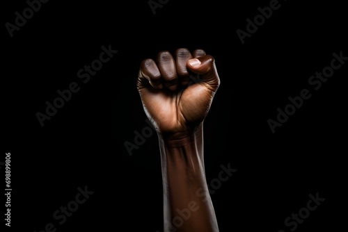 Fist raised of an african american close up