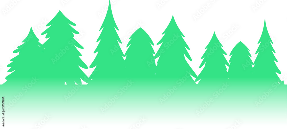 outline of green forest vector illustration