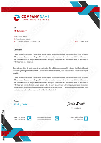 Letterhead template design.Creative and Professional letter head design template. modern corporate letterhead template design. business letterhead design.