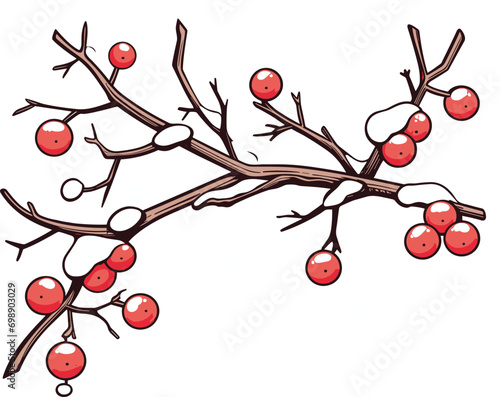 투명한 배경 위에 눈 쌓인 나뭇가지