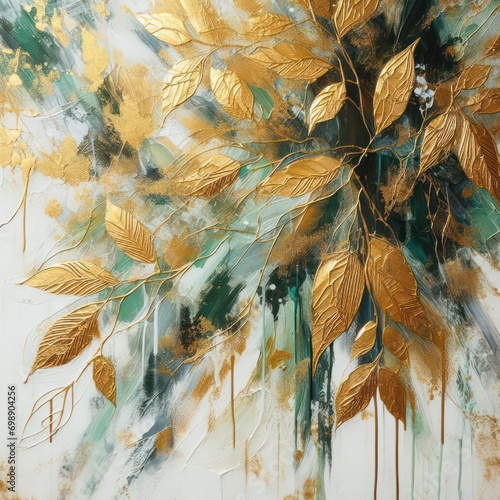 green and gold leaf paint