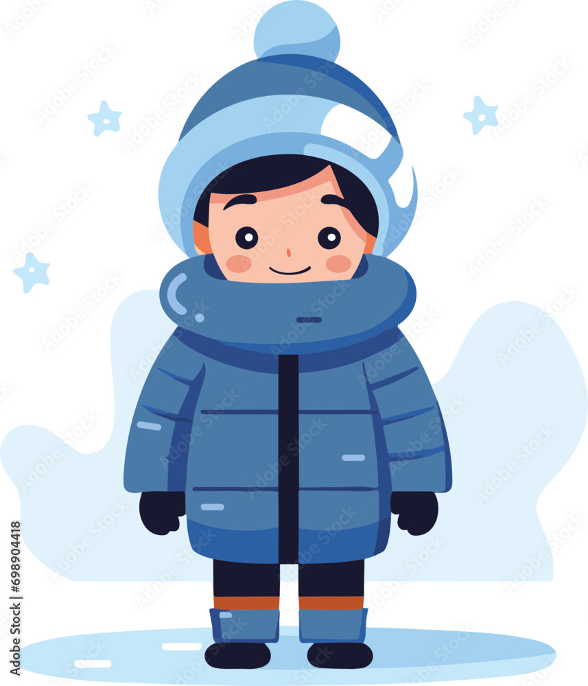 털모자 쓴 겨울아이 일러스트
