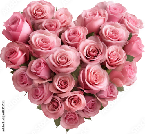 Bouquet of Affection, Heart-Shaped Pink Rose Bouquet, Symbolic Floral Arrangement, flower, birthday, Love, Valentine, PNG, Transparent, isolate.