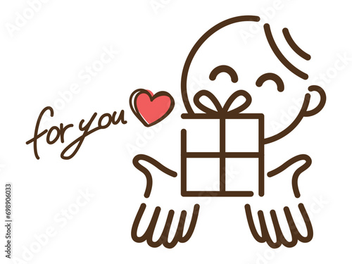 プレゼントを贈るシンプルな人物のイラスト