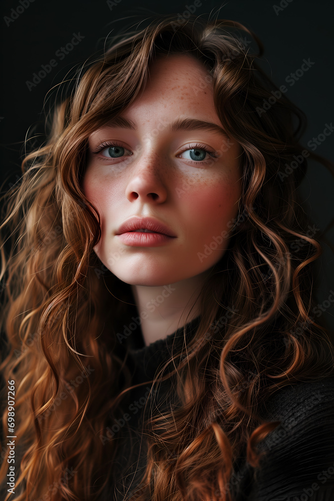 Close-up of Waves Hairstyle, young attractive model Close-up of Waves Hairstyle, young attractive model