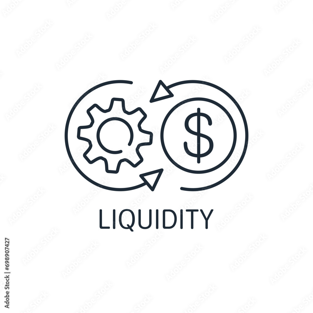Financial Liquidity. Vector linear icon illustration isolated on white background. Financial Liquidity. Vector linear icon illustration isolated on white background.
