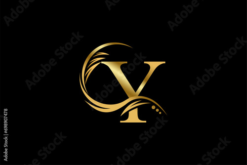 Gold letter Y logo design with beautiful leaf, flower and feather ornaments. initial letter Y. monogram Y flourish. suitable for logos for boutiques, businesses, companies, beauty, offices, spas, etc