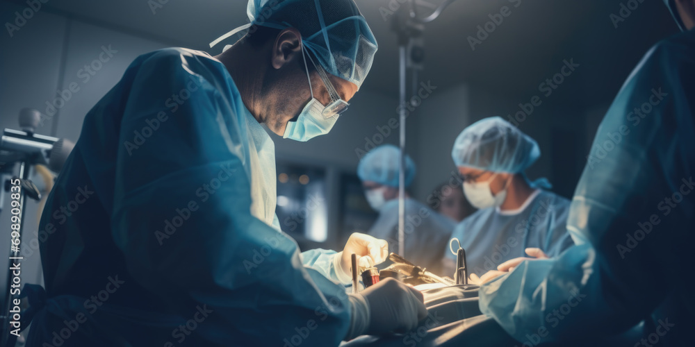 Surgical Team Performing Operation in Operating Room Surgical Team Performing Operation in Operating Room