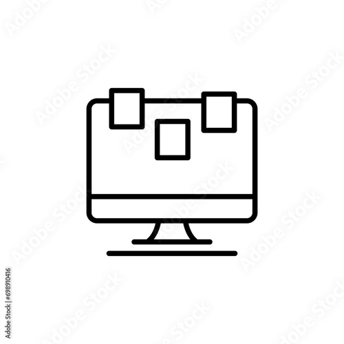 Office monitor outline icons, minimalist vector illustration ,simple transparent graphic element .Isolated on white background