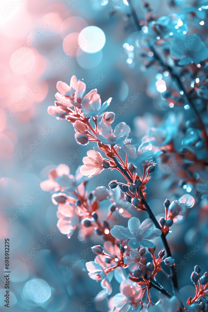 Blooming Branches in a Blue and Pink Hue
